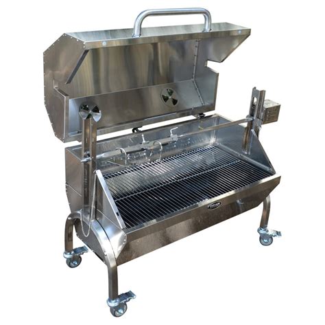 35w Stainless Steel Outdoor Rotisserie Grill Roaster With Glass Hood