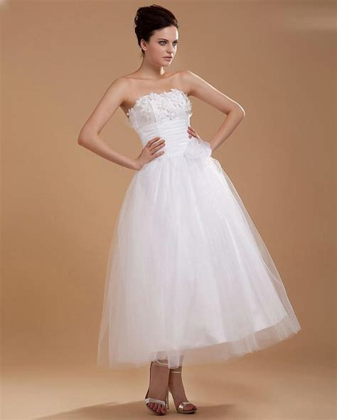 Strapless Ankle Length Organza Wedding Dressstyle No0bg02294us304