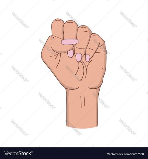 Female Fist Raised Up Girls Hand In Gesture Vector Image