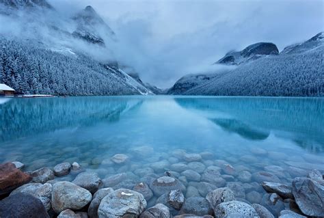 Landscape Nature Lake Mountains Snow Forest Stones Turquoise