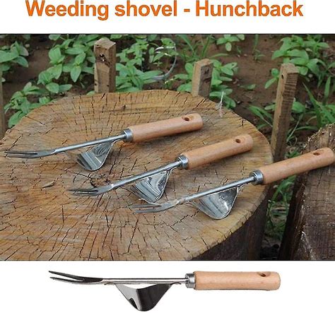 Manual Weeder Tool Stainless Steel Weeding Gouge With Wood Handle