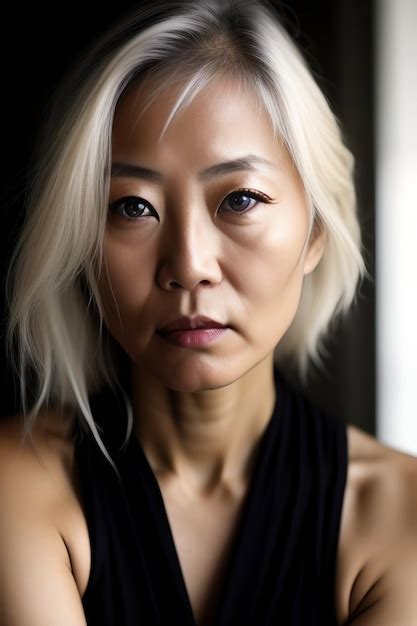 premium ai image closeup portrait of a mature korean woman with blonde hair radiating elegance