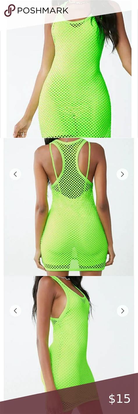 Neon Fishnet Dress Fishnet Dress Knit Tank Dress Clothes Design