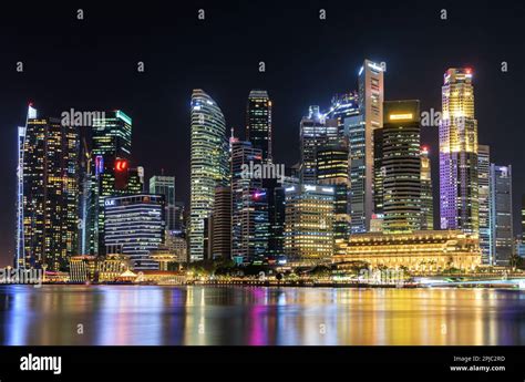 Marina Bay At Night Singapore Stock Photo Alamy