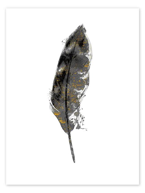 Curved Feather Print By Sw Clough Posterlounge