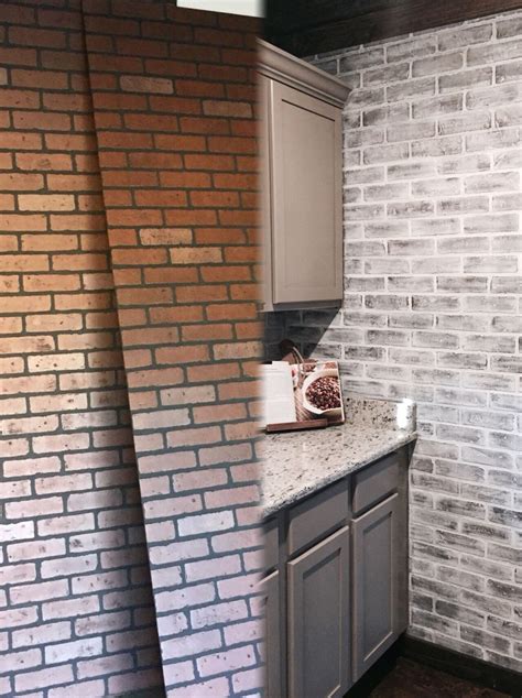 I didn't know if it would be too chaotic for the small space, or if it was going to look terrible against the vanity, sink lowes and menards also carry brick panels as well. Before and After Lowes brick panel painted white. Brick ...
