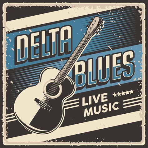Retro Vintage Delta Blues Live Music Poster Sign 2245431 Vector Art At