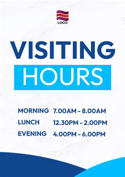 Hospital Visiting Hours Template Postermywall