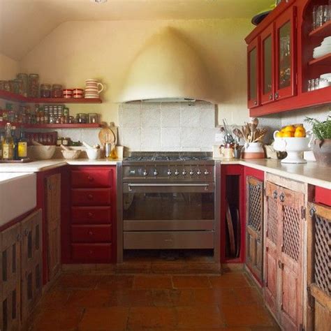 Red Farmhouse Kitchen Ideal Home Country Kitchen Country Kitchen