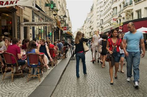 Rue Montorgueil Market Street Scene In The Area Of The Paris Flat We