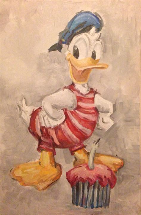 Superb Skills Artist Hand Painted Impression Animal Donald Duck Oil