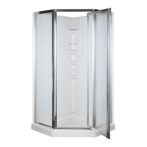 38 In X 38 In X 74 14 In Neo Angle Shower Kit In White And Chrome