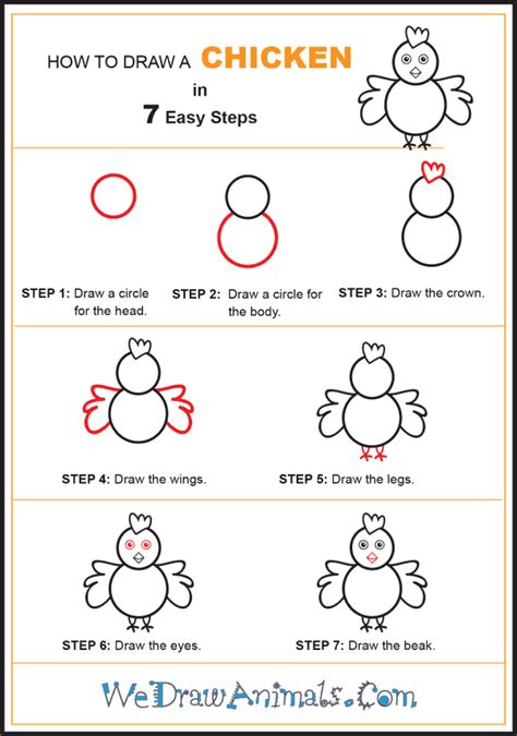 How To Draw A Simple Chicken For Kids