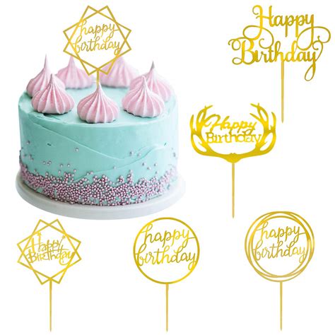 Buy Manyee 6 Pack Happy Birthday Cake Topper Set Acrylic Double Sided