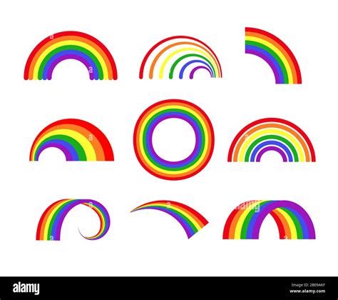 Set Of Vector Rainbows White Background Set Of Rainbow Illustration
