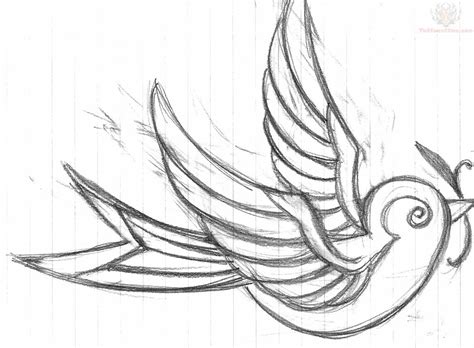 Simple Outline Swallow Tattoo Design