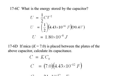 Energy Stored In A Capacitor Equation
