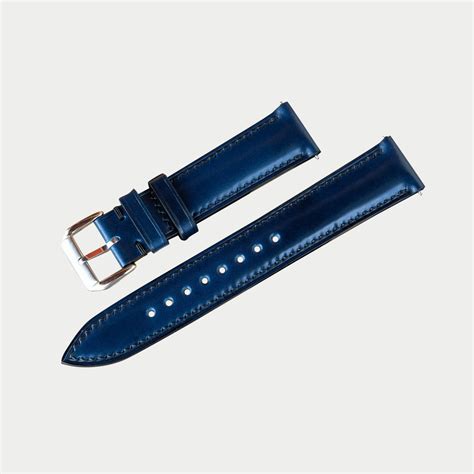 Blue Shell Cordovan Leather Watch Band Hanleather