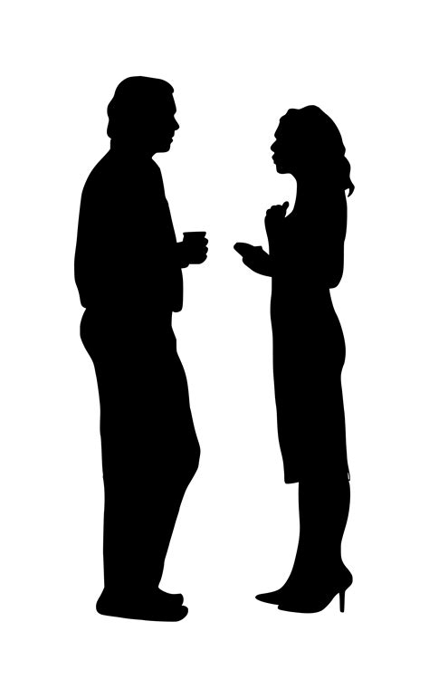 Free Images Silhouette Businessman Businesswoman Talking Chatting Chitchatting Colleague