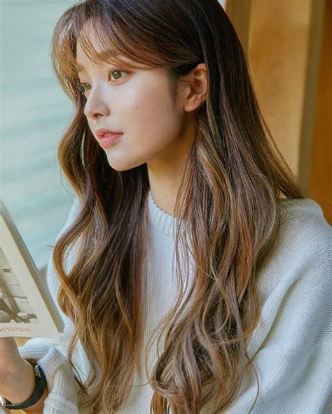 Brown Hair Korean Korean Long Hair Korean Hair Color Korean Bangs