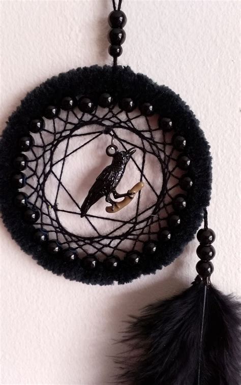 Crow Mini Dreamcatcher Abstract Design Gothic Dream Catcher Etsy Uk