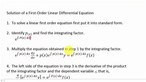Linear First Order Differential Equation Ex 3 Y Is Not Linear Youtube