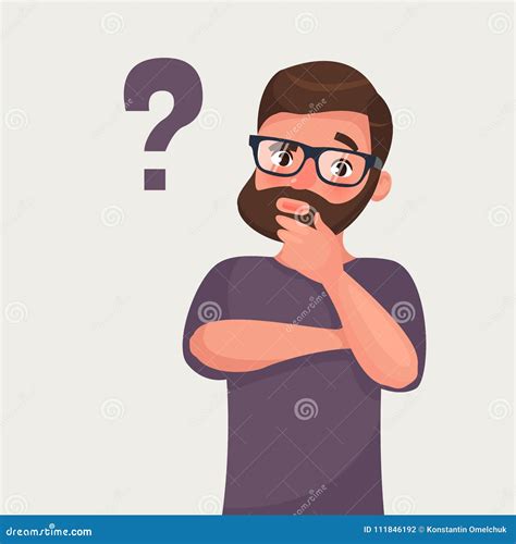 Thinking Cartoon Man And Question Mark Stock Photography