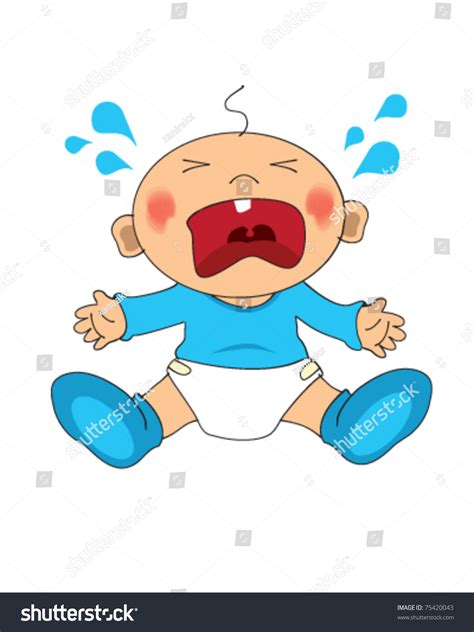 Vector Drawing Crying Baby Boy Stock Vector Royalty Free 75420043