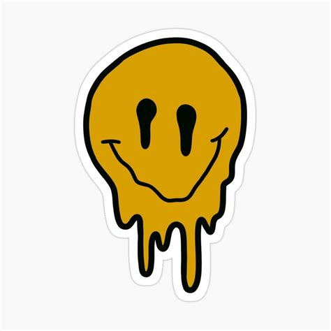 Yellow Drippy Smiley Face Sticker By Zarapatel Happy Face Drawing