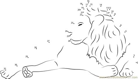 Lion Relaxing Dot To Dot Printable Worksheet Connect The Dots