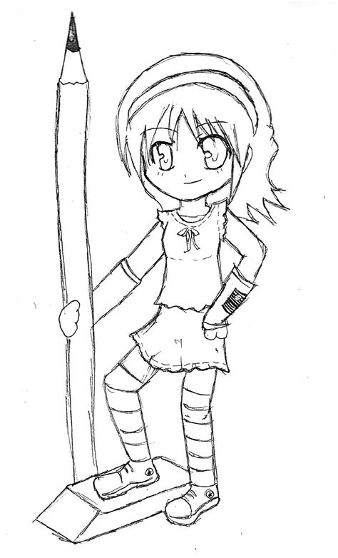 Chibi Girl With Eraser And Pencil By The 7th Star On
