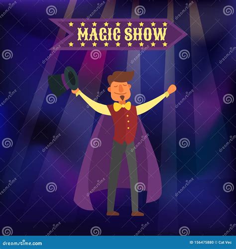 Magic Show Vector Illustration Wizard Magical Illusionist Shows Tricks