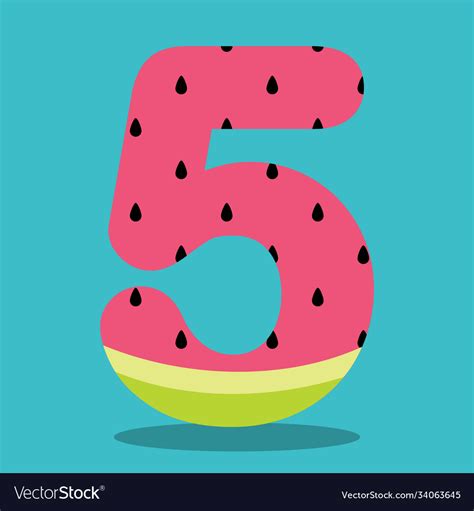 Watermelon Numbers 05 Royalty Free Vector Image