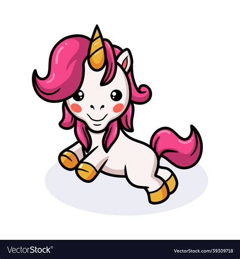 Cute Baby Unicorn Cartoon Jumping Royalty Free Vector Image
