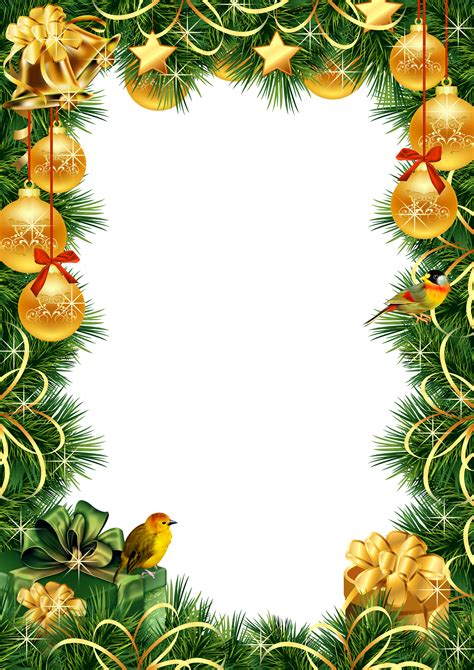 Christmas Transparent Png Photo Frame With Gold Christmas Balls