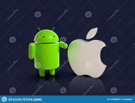 Android Vs Apple Ios Compared Logo Characters Fotografia Editorial