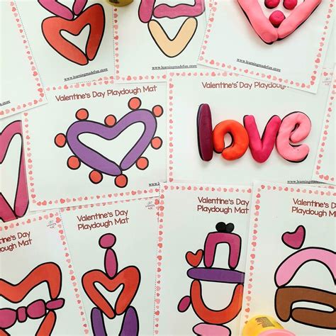 Valentines Day Play Dough Mats Printable Play Doh Activity Etsy