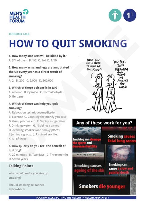 Toolbox Talk 1 How To Quit Smoking Pdf Mens Health Forum