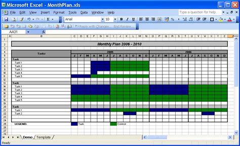 Monthly Schedule Template Excel Task List Templates