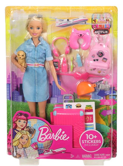Barbie Fwv25 Reise Puppe Mit Blonden Haaren Inkl Reisezubehör Und