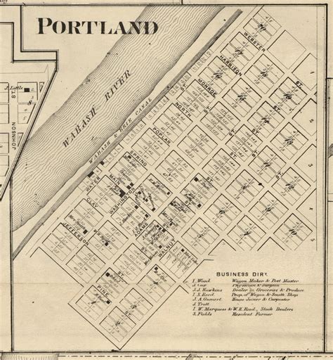 Portland Village Shawnee Indiana 1865 Old Town Map Custom Print