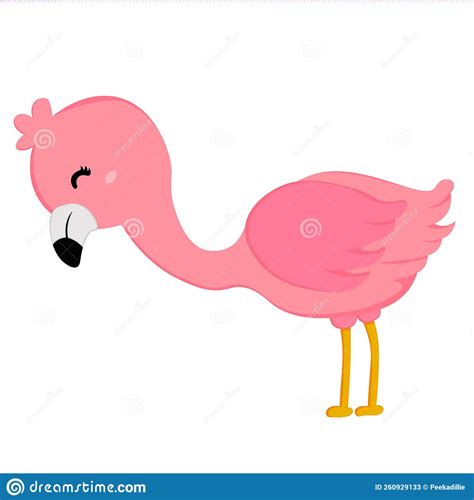 Cute Pink Flamingo Bird Illustration Vector Clipart Stock Vector
