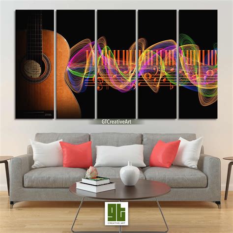 Abstract Music Notes Wall Art Canvas Multi Panel Framed Canvas Set