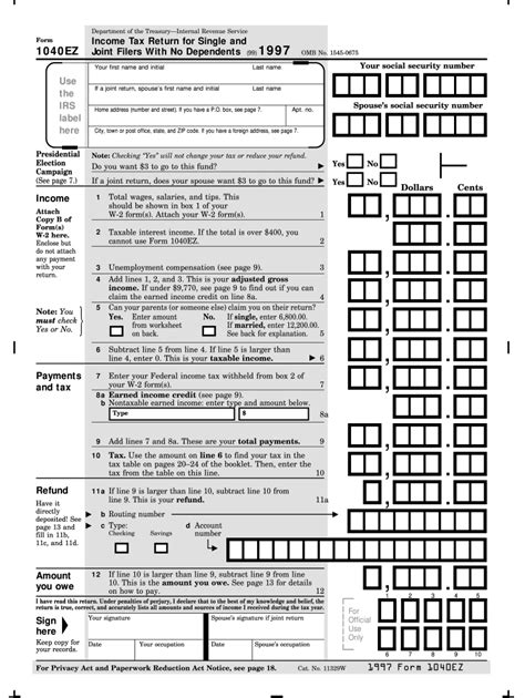 1997 Form Irs 1040 Ez Fill Online Printable Fillable Blank Pdffiller