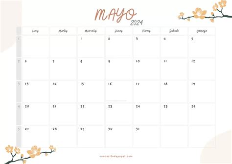 Calendarios Mayo 2024 ️ Para Imprimir Pdf