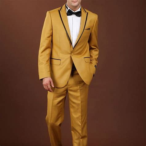 2021 Custom Made Gold Men Suits Formal Prom Suits Vintage Groomsmen