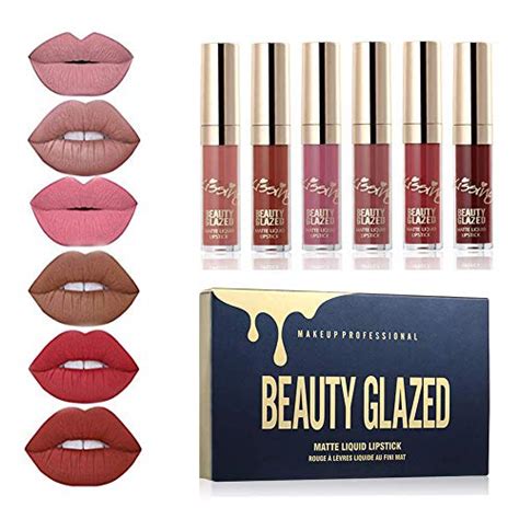 buy beauty glazed 6pcs matte velvety liquid lipstick matte liquid lipgloss set waterproof long