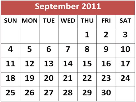 Calendar September 2011