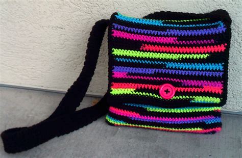 Neon Stripes Messenger Bag Free Pattern Crochet Messenger Bag
