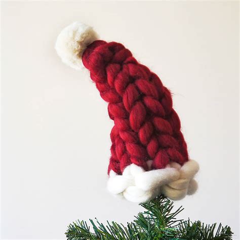Knitted Santa Hat Tree Topper By Lauren Aston Designs